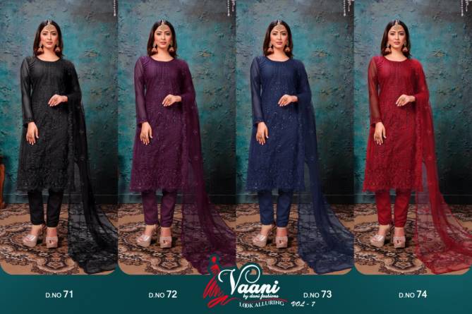 Vaani 7 Heavy Net Fancy Festive Wear Net With Heavy Tone to Tone Thread And Sequence Work Designer Salwar Suits Collection
